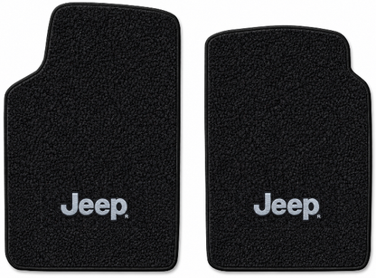 1959-1973 Jeep CJ5 Loop Floor Mats with Embroidered Logo Choices Front - 2-Piece - product image