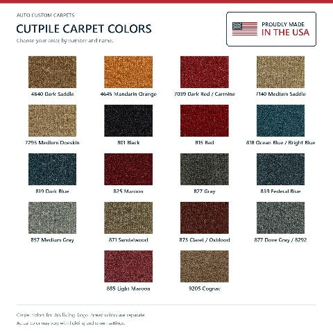 1985-91 Cadillac DeVille 4DR Sedan FWD Cutpile Floor Mats with Embroidered Logo Choices - 4-Piece - product details image 6