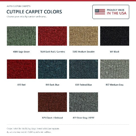 1985-1987 Oldsmobile Cutlass Salon 442 Cutpile Floor Mats with Embroidered Logo Choices - 4-Piece - product details image 7