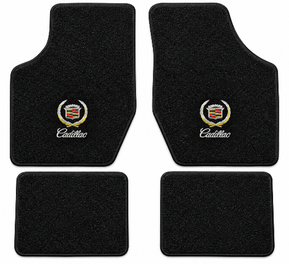 1985-91 Cadillac DeVille 2DR Coupe FWD Cutpile Floor Mats with Embroidered Logo Choices - 4-Piece - product details image 2