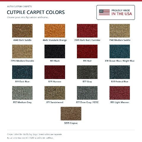 1985-91 Cadillac DeVille 2DR Coupe FWD Cutpile Floor Mats with Embroidered Logo Choices - 4-Piece - product details image 6