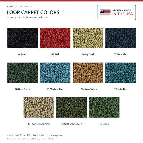 1970-1972 Buick GS 4spd Loop Floor Mats with Embroidered Logo Choices - 4-Piece - product details image 6