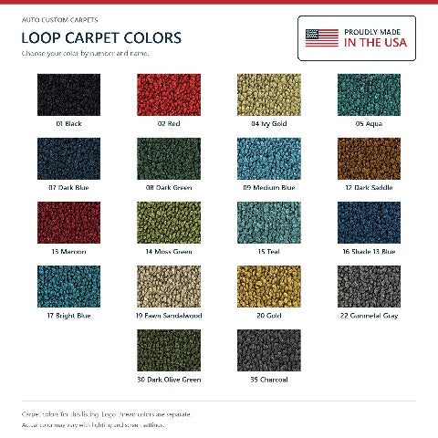 1967-1973 Chrysler Imperial LeBaron Loop Floor Mats with Embroidered Logo Choices - 4-Piece - product details image 6