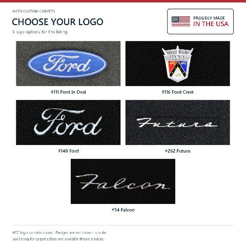 1966-1969 Ford Falcon Futura Loop Floor Mats with Embroidered Logo Choices - 4-Piece - product details image 9