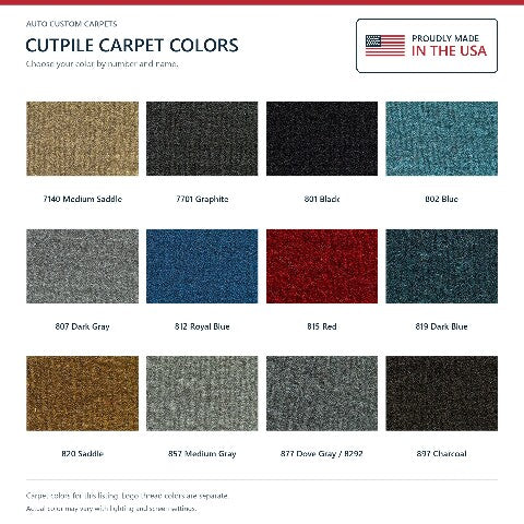 1984-1988 Toyota Ext Cab Cutpile Floor Mats with Embroidered Logo Choices - 4-Piece - product details image 6
