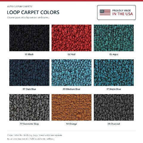1955-1956 Ford Victoria Loop Floor Mats with Embroidered Logo Choices - 4-Piece - product details image 8