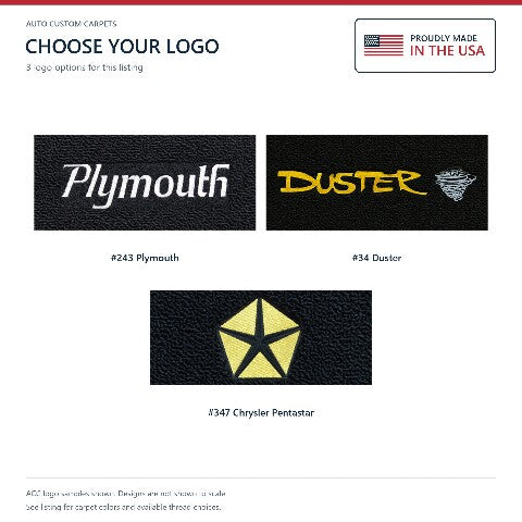 1970-1973 Plymouth Duster Loop Floor Mats with Embroidered Logo Choices - 4-Piece - product details image 7