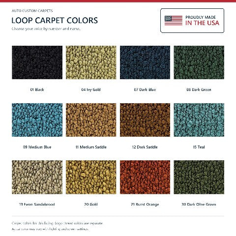 1970-1973 Plymouth Duster Loop Floor Mats with Embroidered Logo Choices - 4-Piece - product details image 8