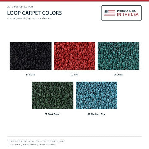 1955-1956 Cadillac Eldorado Frts & Rr Loop Floor Mats with Embroidered Logo Choices - 3-Piece - product details image 6