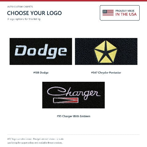 1974-1978 Dodge Charger Auto Cutpile Floor Mats with Embroidered Logo Choices - 4-Piece - product details image 7