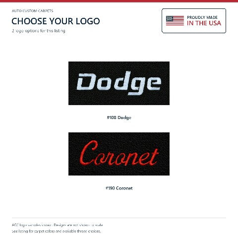 1959 Dodge Coronet Loop Floor Mats with Embroidered Logo Choices - 4-Piece - product details image 6