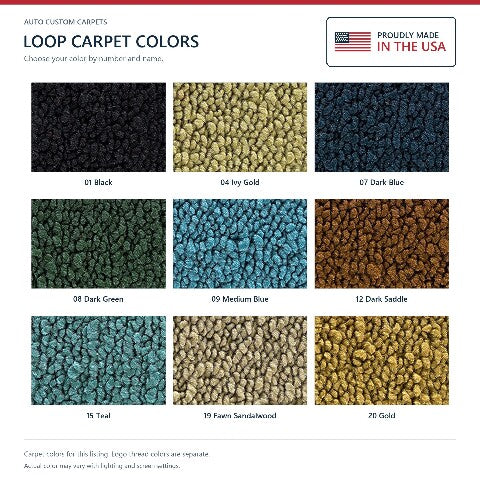 1971-1973 Dodge Coronet Loop Floor Mats with Embroidered Logo Choices - 4-Piece - product details image 8