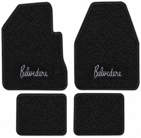 1962-1965 Plymouth Belvedere 4spd Loop Floor Mats with Embroidered Logo Choices - 4-Piece - product details image 2