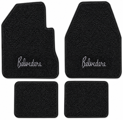 1962-1965 Plymouth Belvedere 4spd Loop Floor Mats with Embroidered Logo Choices - 4-Piece - product details image 2