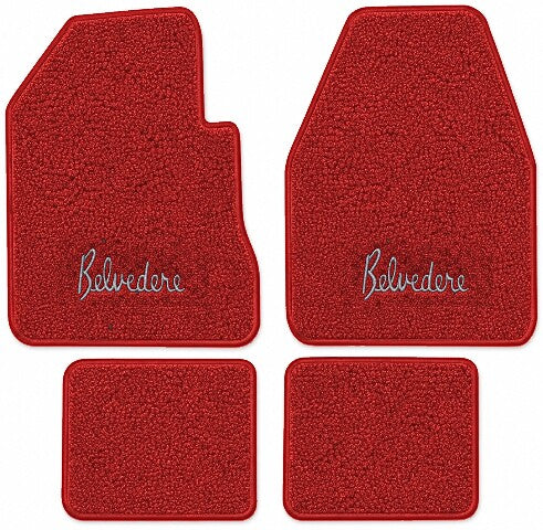 1966-1970 Plymouth Belvedere 4spd Loop Floor Mats with Embroidered Logo Choices - 4-Piece - product image
