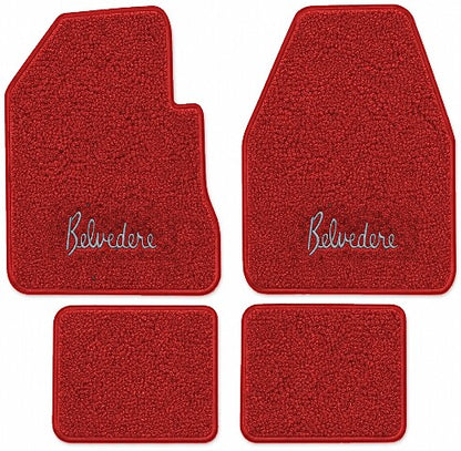 1962-1965 Plymouth Belvedere 4spd Loop Floor Mats with Embroidered Logo Choices - 4-Piece - product image