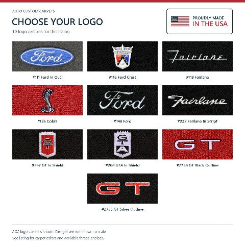 1966-1970 Ford Fairlane Loop Floor Mats with Embroidered Logo Choices - 4-Piece - product details image 14