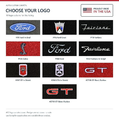 1966-1970 Ford Fairlane Loop Floor Mats with Embroidered Logo Choices - 4-Piece - product details image 14