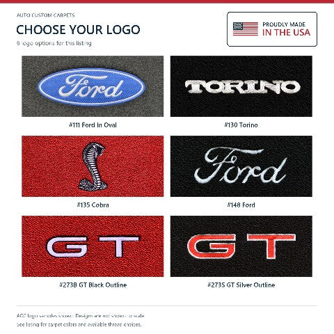 1968-1973 Ford Torino Loop Floor Mats with Embroidered Logo Choices - 4-Piece - product details image 10