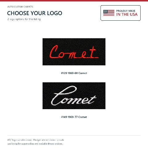 1966-1969 Mercury Comet Loop Floor Mats with Embroidered Logo Choices - 4-Piece - product details image 6