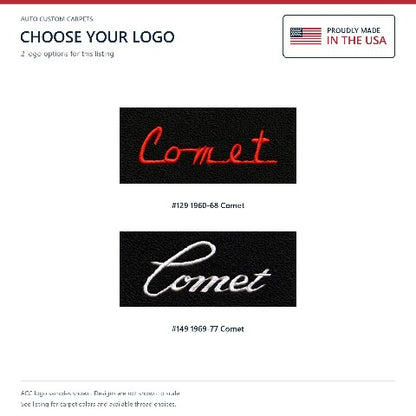 1966-1969 Mercury Comet Loop Floor Mats with Embroidered Logo Choices - 4-Piece - product details image 6