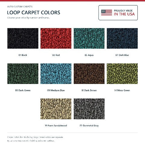 1966-1969 Mercury Comet Loop Floor Mats with Embroidered Logo Choices - 4-Piece - product details image 7