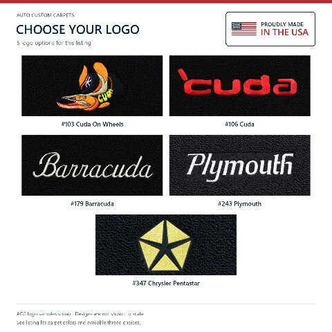 1970-1973 Plymouth Barracuda Loop Floor Mats with Embroidered Logo Choices - 4-Piece - product details image 9