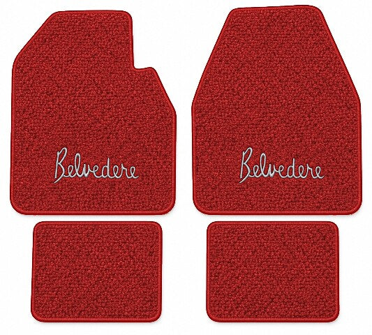 1966-1970 Plymouth Belvedere Auto Loop Floor Mats with Embroidered Logo Choices - 4-Piece - product image