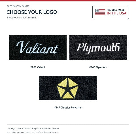 1962 Plymouth Valiant Loop Floor Mats with Embroidered Logo Choices - 4-Piece - product details image 7
