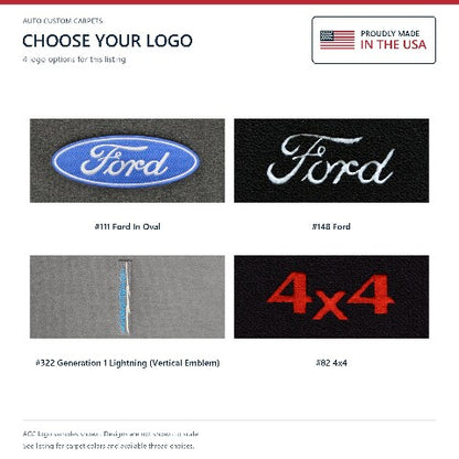 1988-1996 Ford F-150 Ext Cab Cutpile Floor Mats with Embroidered Logo Choices - 2-Piece - product details image 8