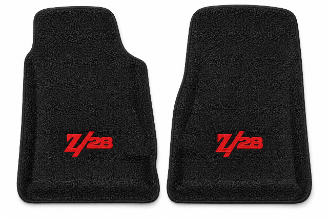 1967-69 Chevy Camaro Premium Contour Loop Floor Mats with Embroidered Logo Choices Front - 2-Piece - product details image 9