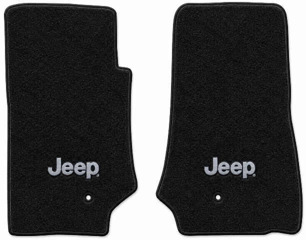 2007-2010 Jeep Wrangler 2DR Cutpile Floor Mats with Embroidered Logo Choices Front - 2-Piece - product details image 2