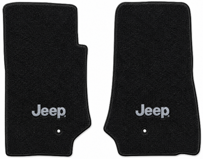 2007-2010 Jeep Wrangler 2DR Cutpile Floor Mats with Embroidered Logo Choices Front - 2-Piece - product details image 2