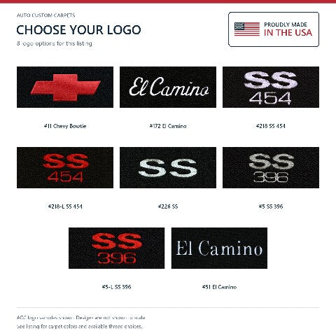 1973 Chevy El Camino Loop Floor Mats with Embroidered Logo Choices - 2-Piece - product details image 13