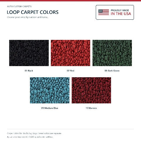 1973 Chevy El Camino Loop Floor Mats with Embroidered Logo Choices - 2-Piece - product details image 14