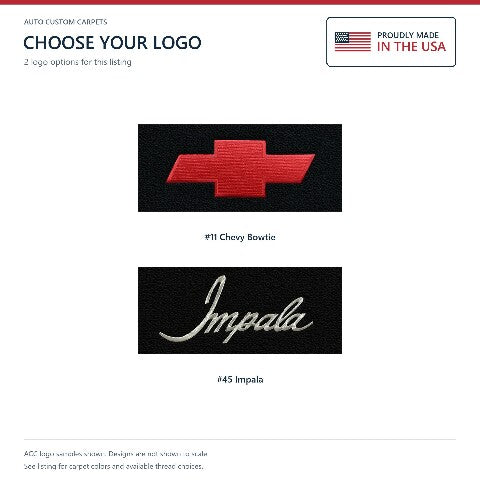 1974-1976 Chevy Impala Cutpile Floor Mats with Embroidered Logo Choices - 4-Piece - product details image 15