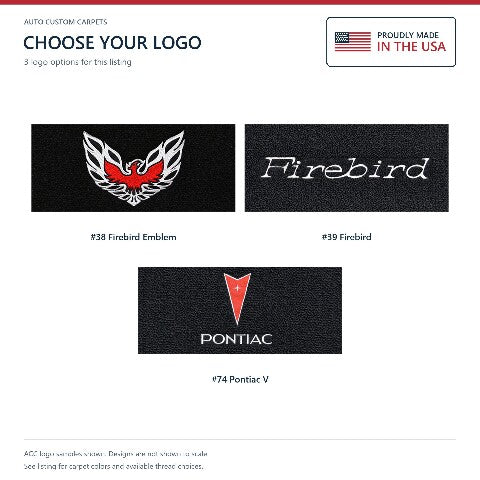 1974-1981 Pontiac Firebird Cutpile Floor Mats with Embroidered Logo Choices - 4-Piece - product details image 15