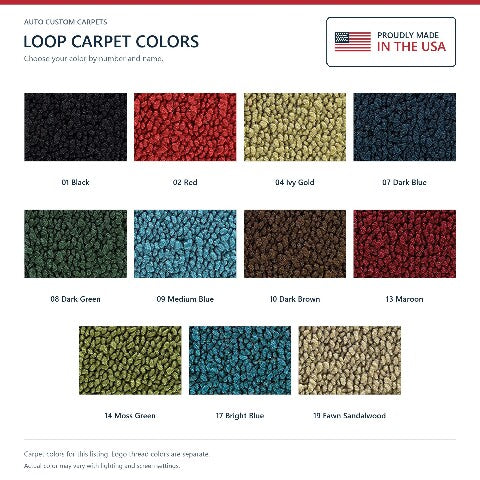 1973 Chevy Monte Carlo Loop Floor Mats with Embroidered Logo Choices - 4-Piece - product details image 28