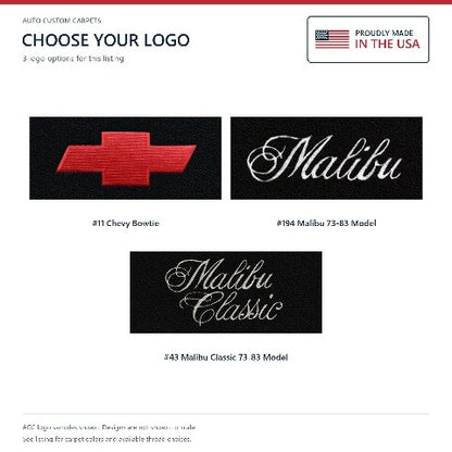 1973 Chevy Chevelle Malibu Loop Floor Mats with Embroidered Logo Choices - 4-Piece - product details image 8