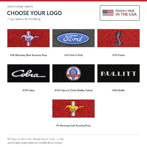 1964-1968 Ford Mustang Loop Floor Mats with Embroidered Logo Choices - 4-Piece - product details image 11