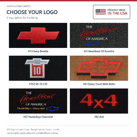 1971-1972 Chevy C10 Loop Floor Mats with Embroidered Logo Choices - 2-Piece - product details image 11