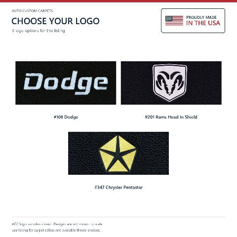 1989-1993 Dodge W250 Cutpile Floor Mats with Embroidered Logo Choices - 2-Piece - product details image 7