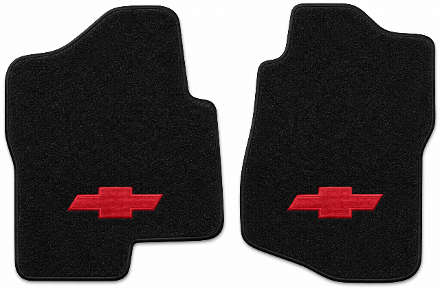 2007-14 Chevy Silverado 3500 HD Reg Cab Cutpile Floor Mats with Embroidered Logo Choices - 2-Piece - product details image 2