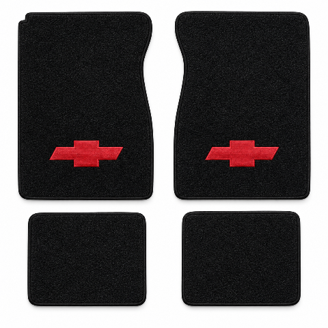 1974 Chevy K20 Crew Cab Cutpile Floor Mats with Embroidered Logo Choices - 4-Piece - product details image 2