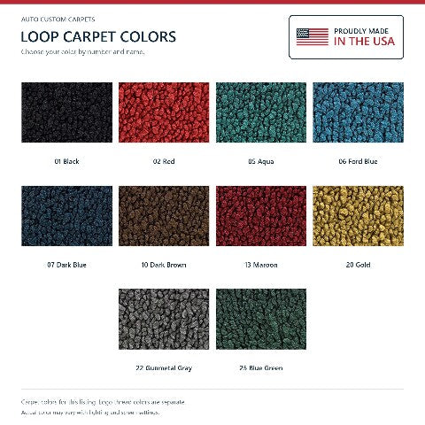 1957-1958 Ford Custom 300 Loop Floor Mats with Embroidered Logo Choices - 4-Piece - product details image 8