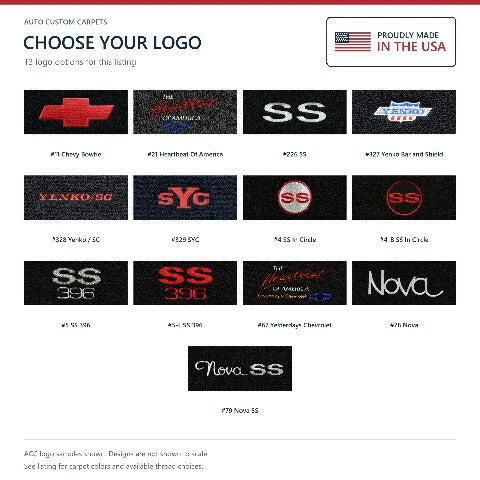 1968 Chevy Chevy II Nova Loop Floor Mats with Embroidered Logo Choices - 4-Piece - product details image 18