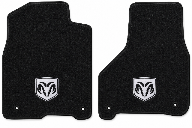2011-2018 Ram 1500 Reg Cab Cutpile Floor Mats with Embroidered Logo Choices - 2-Piece - product details image 2