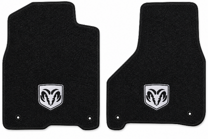 2011-2018 Ram 1500 Reg Cab Cutpile Floor Mats with Embroidered Logo Choices - 2-Piece - product details image 2