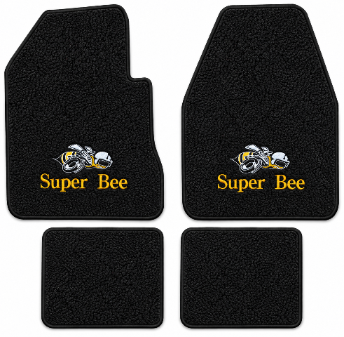 1971 Dodge Charger Super Bee 4spd Loop Floor Mats with Embroidered Logo Choices - 4-Piece - product details image 2