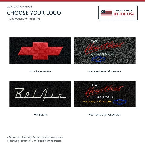 1955-57 Chevy Bel Air Nomad 2DR Wagon Loop Floor Mat Embroidered Logos Front - 1-Piece - product details image 9